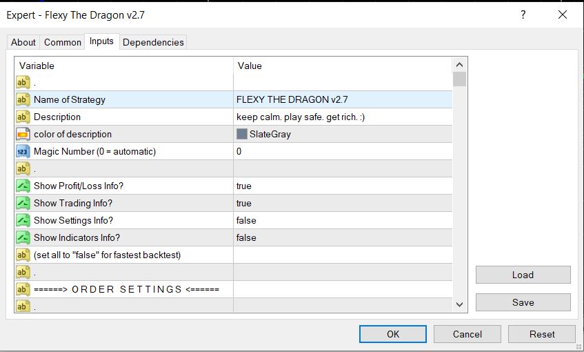 FLEXY THE DRAGON EA Setting