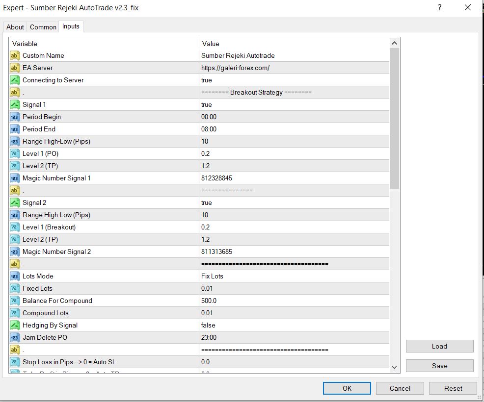 Sumber Rejeki Autotrade EA Setting