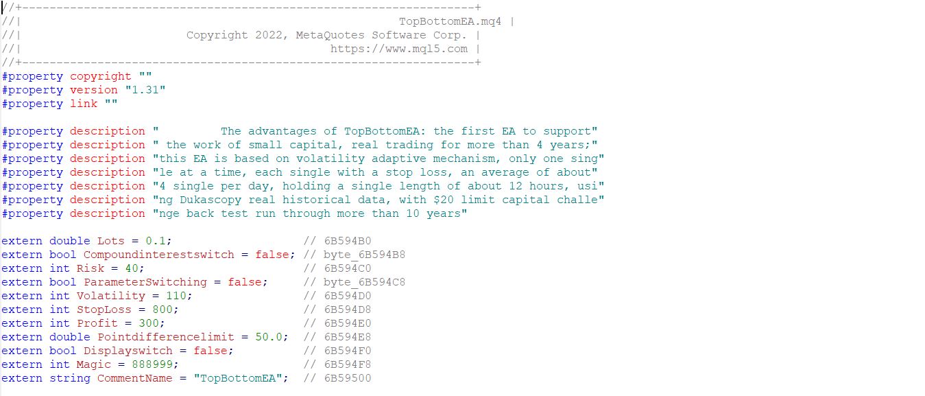 Top Bottom EA Source Code Setting