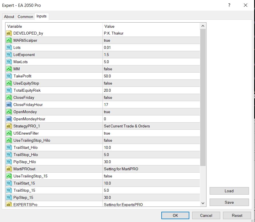 EA 2050 PRO Setting