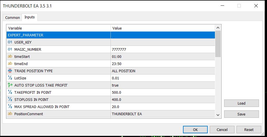 Thunderbolt EA Setting