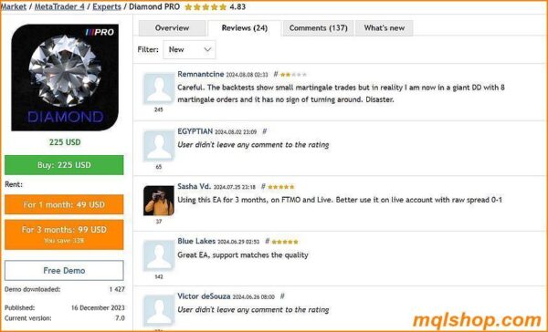 diamond pro ea mt4 user reviews