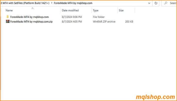 ForexMado EA package contents with files displayed