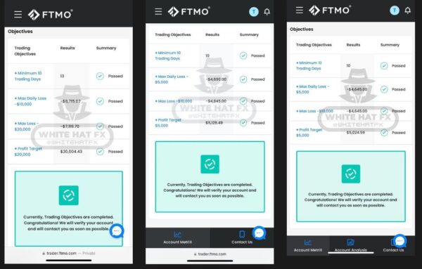 White Hat FX EA MT5 live results ftmo